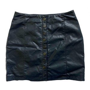 Black Faux Leather Mini Skirt by Free People